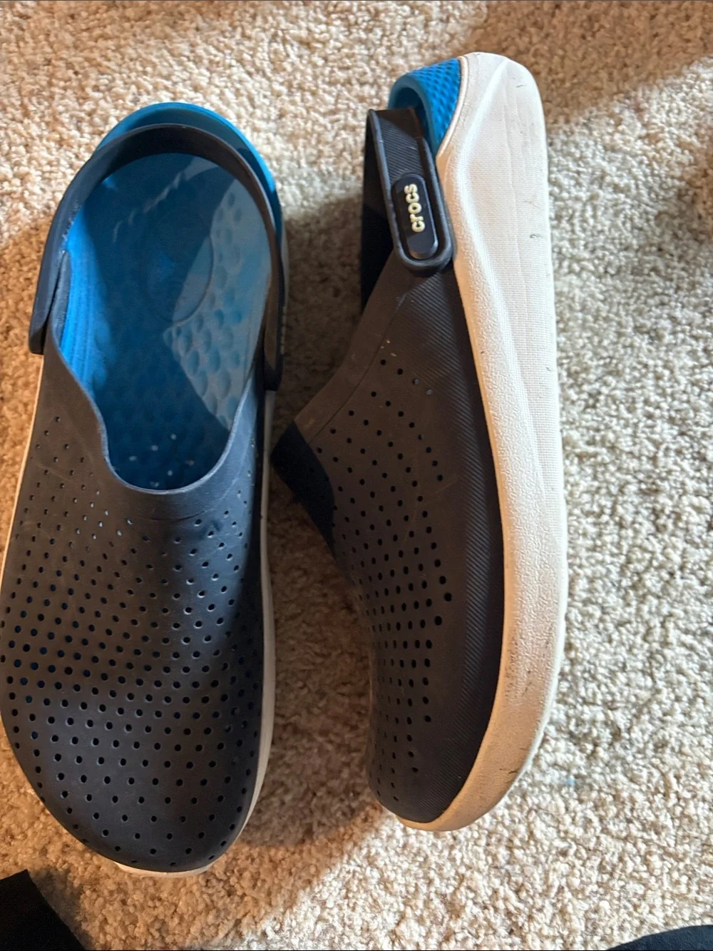 Men's Slip-On Perforated Comfort Clogs - Black with Blue Insole